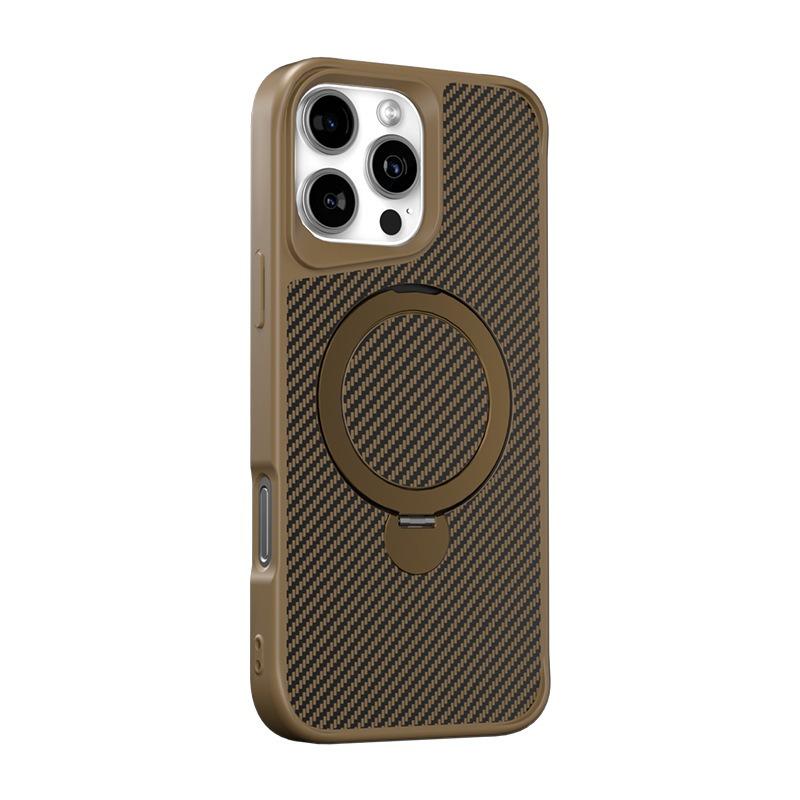 Carbon Fiber Pattern Slim PC Strong Magnetic Phone Case with 360 Rotating Metal Kickstand For iPhone 16ProMax 15 14 13 12 11 Skin Feel Bumper Shockproof Hard Full Cover