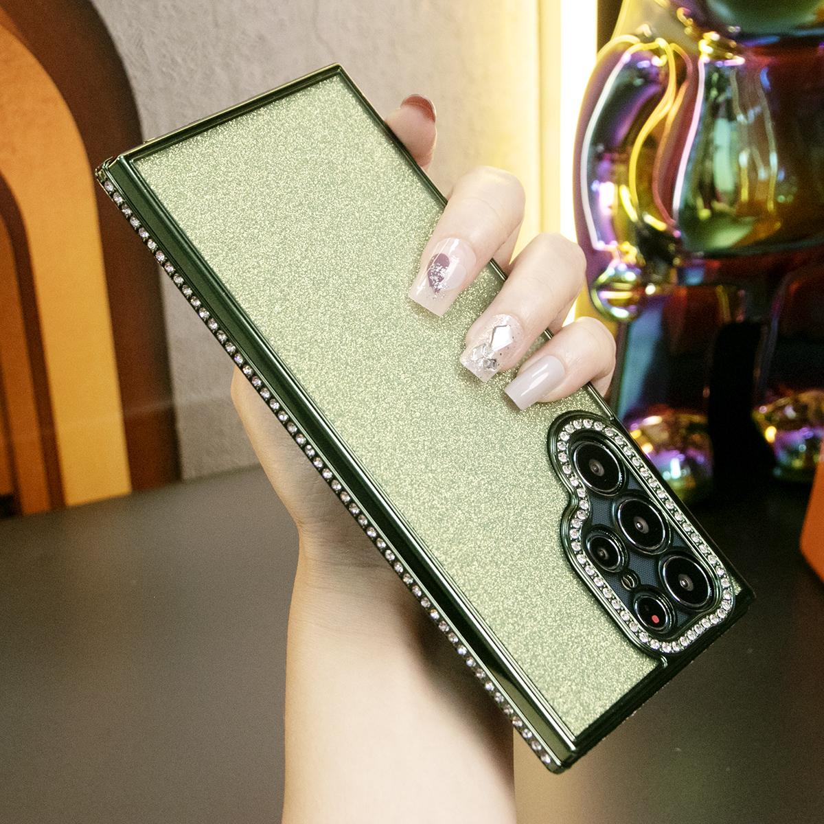 For Samsung S25Ultra S25 S24 S23 S22 Plus Ultra Case, Clear Rhinestone Glitter Luxury Elegant Plating Case Camera Protection Shockproof Soft Cover