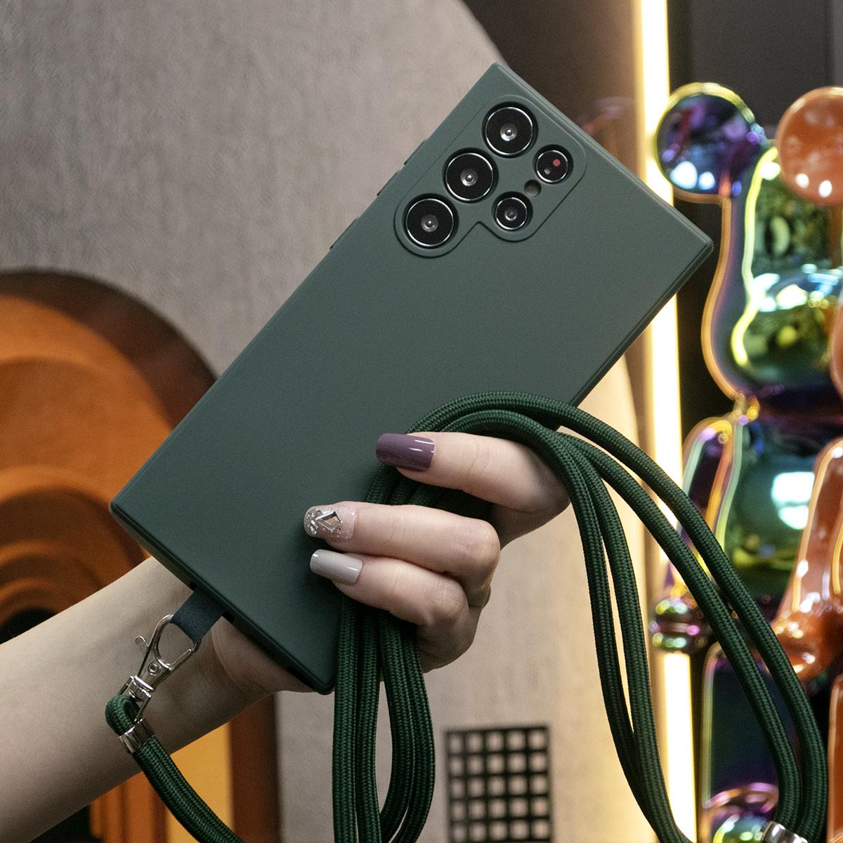 Silicone Matte Phone Case With Long Lanyard Accessories For iPhone 16 15 14 13 12 11 XR XSMax X/XS Camera Protect Soft Cover