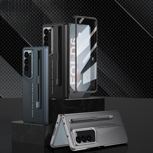 Pour Samsung Z Fold6 Case, Blade Point Men Matte Business Case avec fente pour stylo, étui de téléphone élégant de luxe Protection de l'appareil photo Coque rigide antichoc