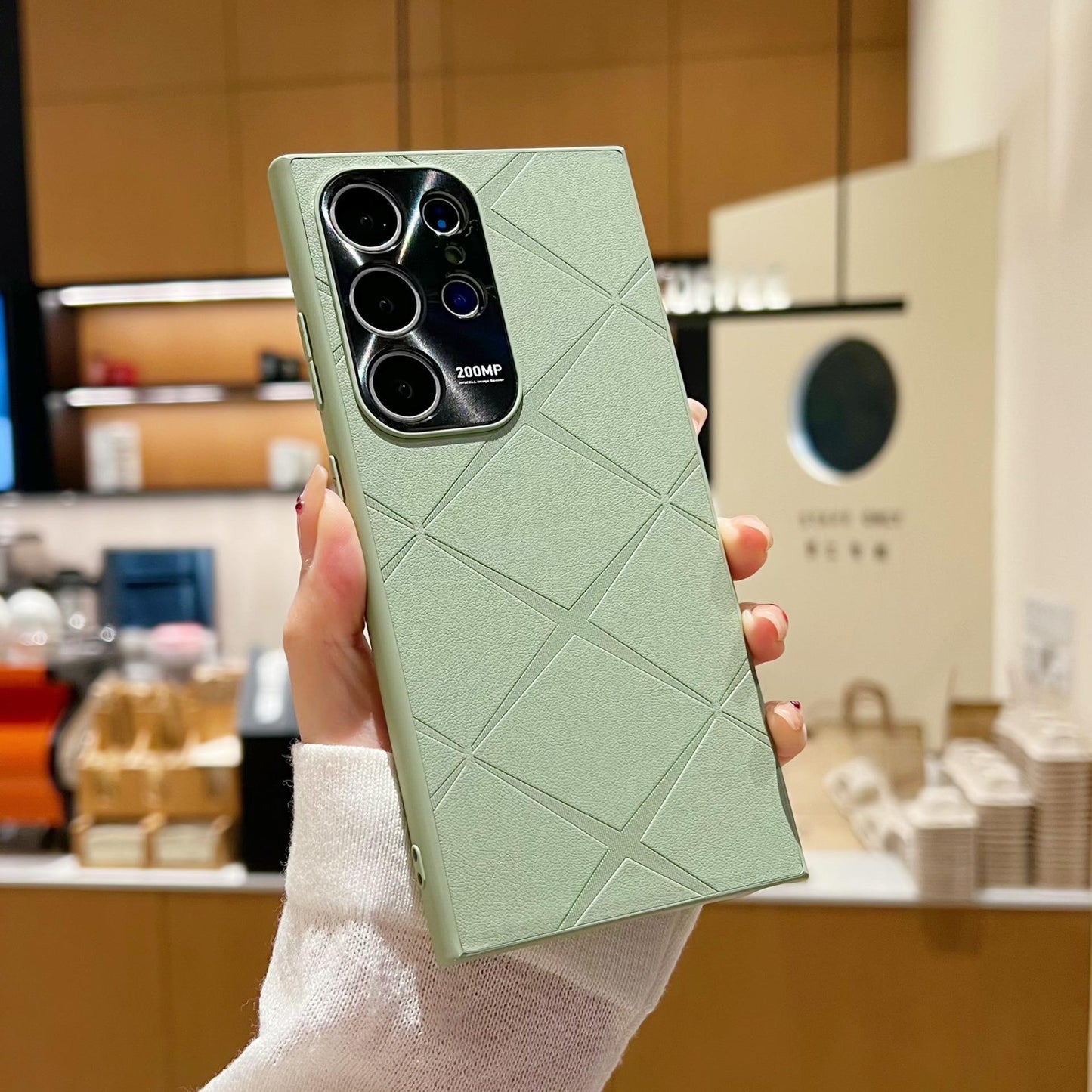 Matte Slim Leather Phone Case For Samsung S25Ultra S24 S23 S22 Skin Feel Len Protection Asterism Gridding Shockproof Hard Full Cover