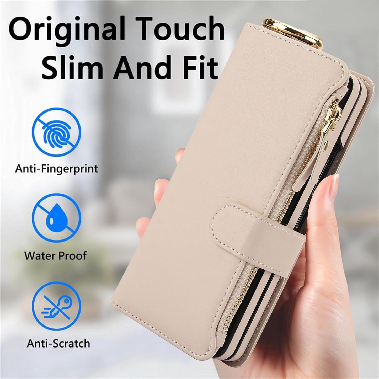 Crossbody Cards Solt Zipper Wallet Leather Case For Samsung Galaxy Z Fold 5 4 3 6 5G Wristband Ring Holder Kickstand Cash Pocket
