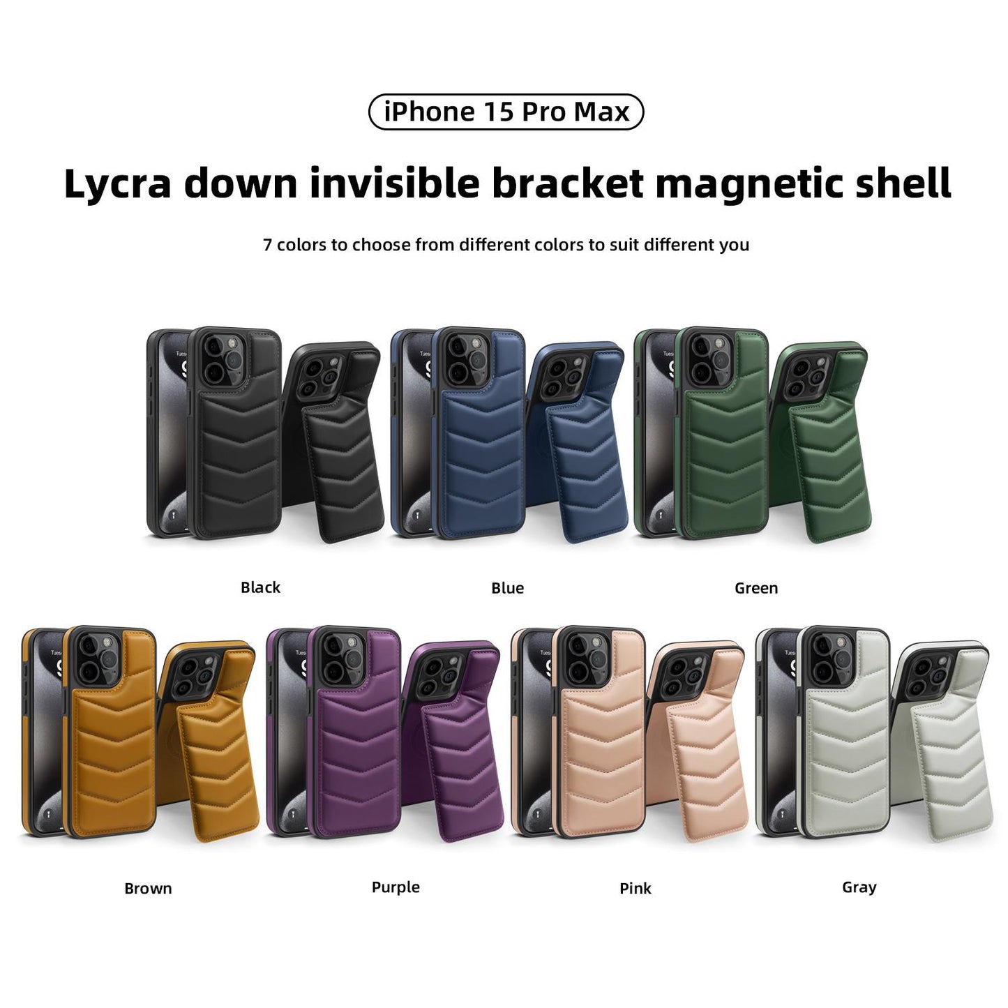 Wave Down Jacket holder Phone Case For iPhone 11 12 13 14 15 Pro Max Plus For Magsafe Wireless charging Shockproof Phone Cover