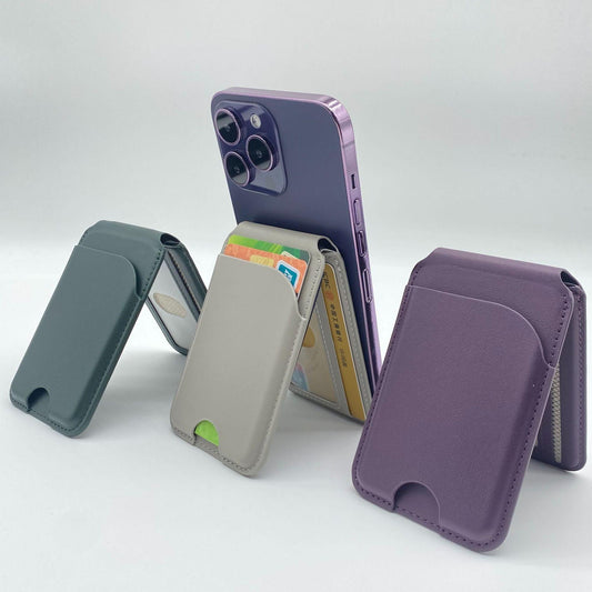 Strong Magnetic Leather Flip Wallet Card Kickstand Card Bag Holder for Magsafe Holder For iPhone 16 15 14 13 12 For Samsung S25 S24 S23 Universal Phone Accessories
