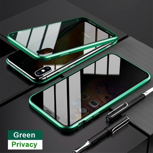 Anti Peeping Magnetic Double Sided Full Cover Privacy Metal Bumper Glass Case for IPhone 16ProMax 16 15 14 13 Pro Max 12 11 X XS Max XR  Antispy Cover