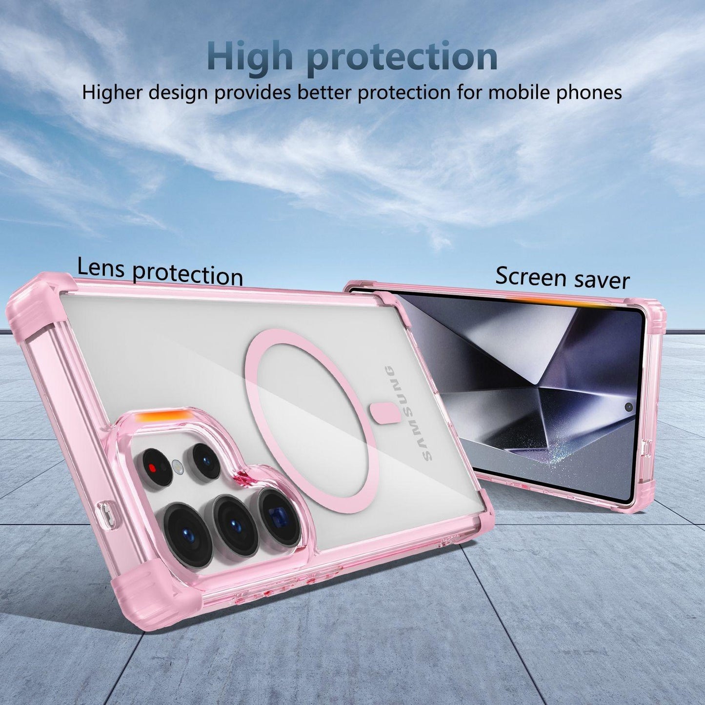 HD Acrylic Transparent Strong Magnetic High Protection Four Corner Shockproof Phone Case For Samsung S25Ultra S24 S23 S22 S21 Note20 Not Yellowing Clear Hard Full Cover