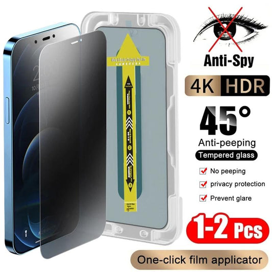 Full Cover One-click Installation Anti-Spy Glass for iPhone 16 15 14 13 12 11 Pro Max X XR XSMax Privacy Screen Protectors