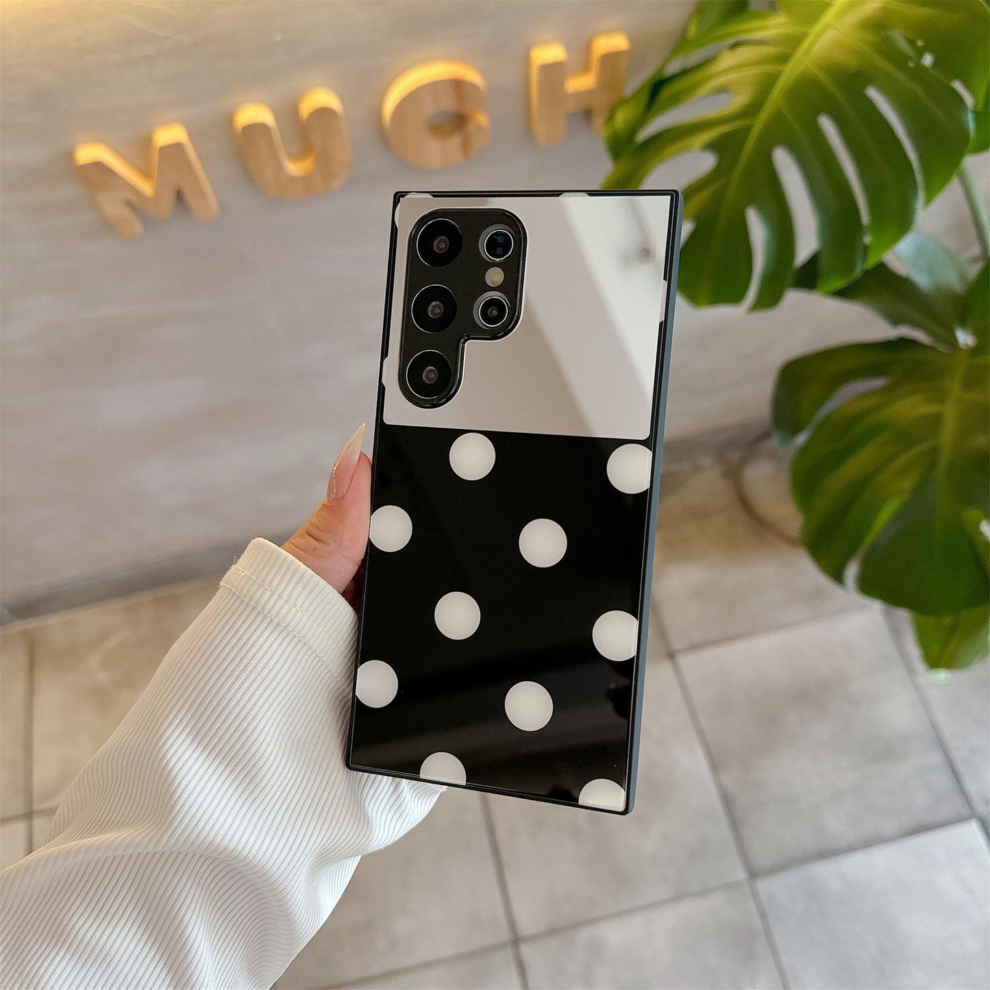 For Samsung S25Ultra S25 S24 S23 S22 S21 Phone Case, Luxury Glitter Mirror Wave Point Smile Plating Acrylic, Camera Protection Hard Full Cover