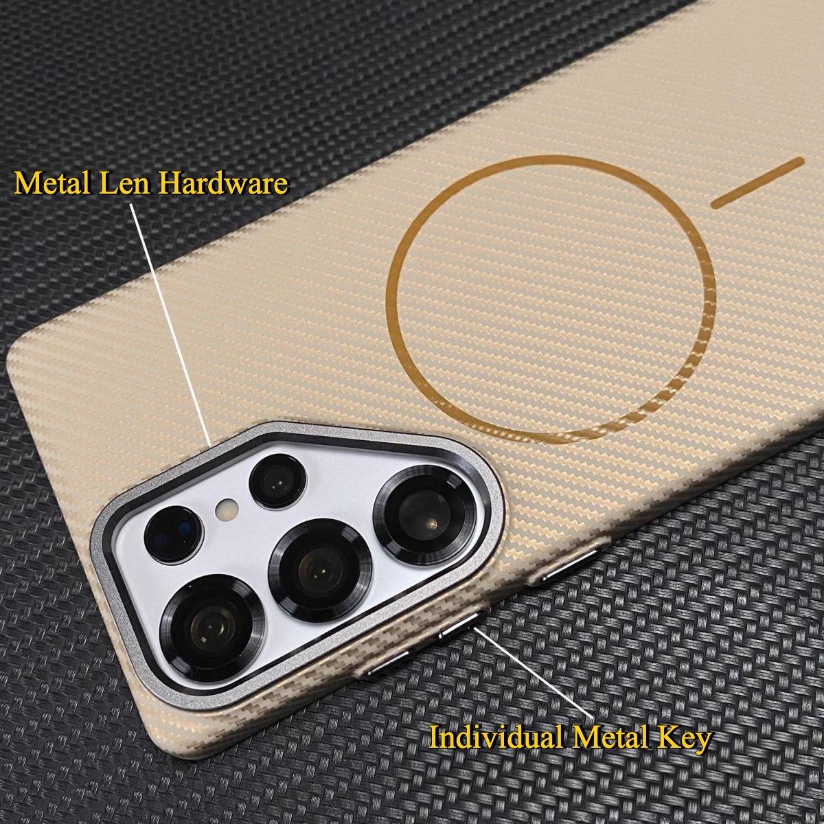 Carbon Fiber Matte Strong Fine Coil Magnetic Camera Hardware Shockproof Phone Case For Samsung S25Ultra S25+ S25 S24Ultra Support Wireless Charging Hard Full Cover