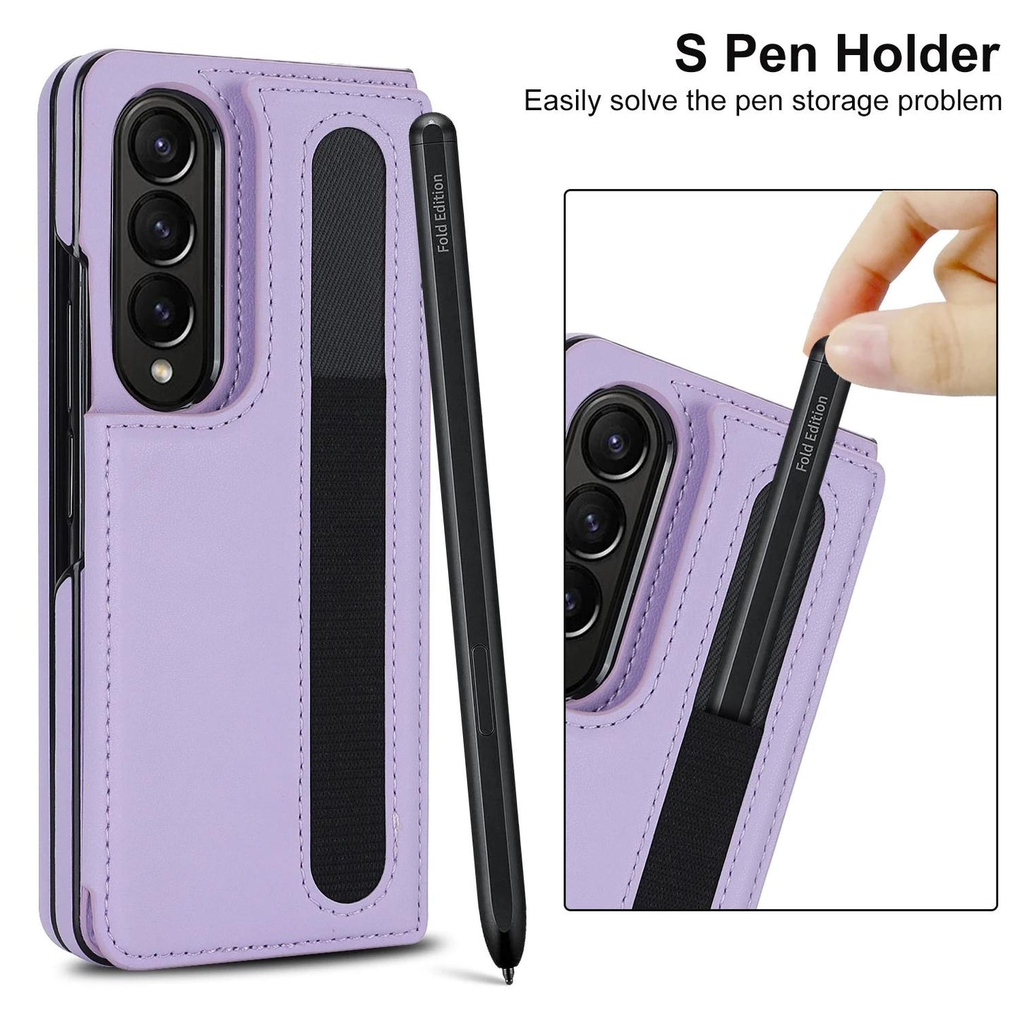PU Leather Purse Phone Case for Samsung Galaxy Z Fold 6 5 4 3 Fold6 Fold5 Fold4 5G Pen Slot Card Holder Shockproof Stand Cover