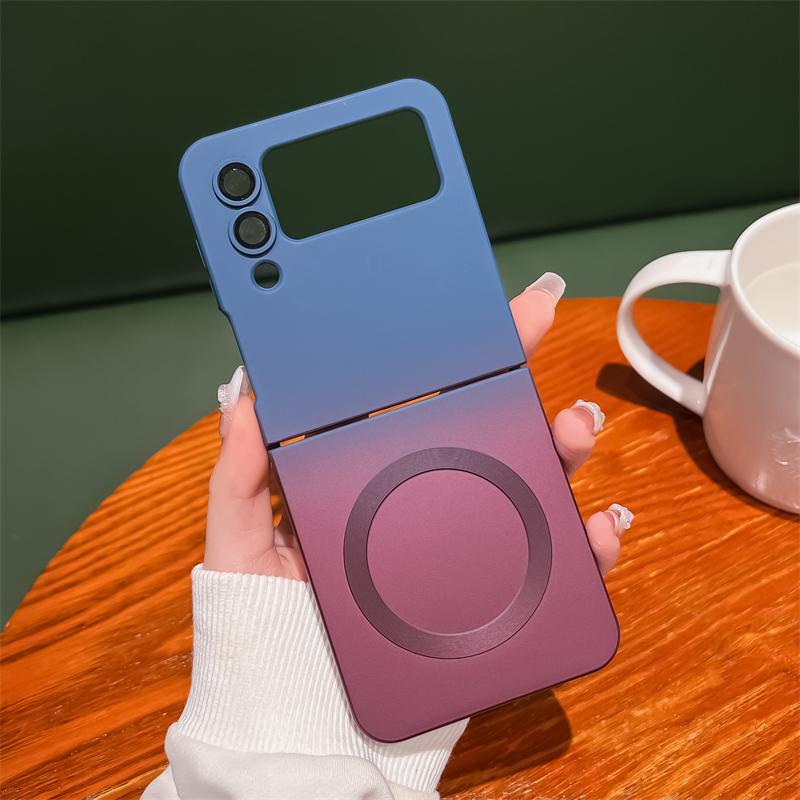 Gradient Color Magnetic Wireless Charging Phone Case For Samsung Galaxy Z Flip 3 4 5 ZFlip6