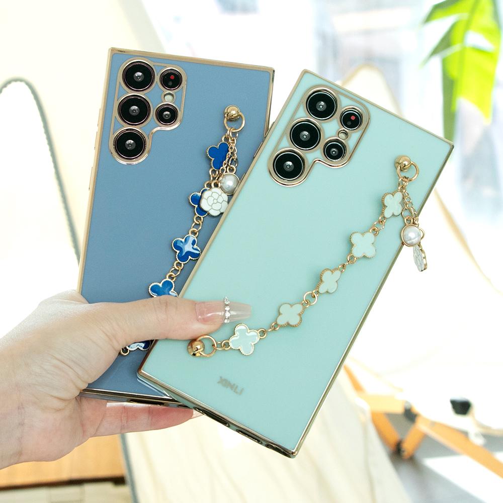 Flower Chain Plating Phone Case for Samsung S24 S23 S22 S21 FE Plus Ultra Note20