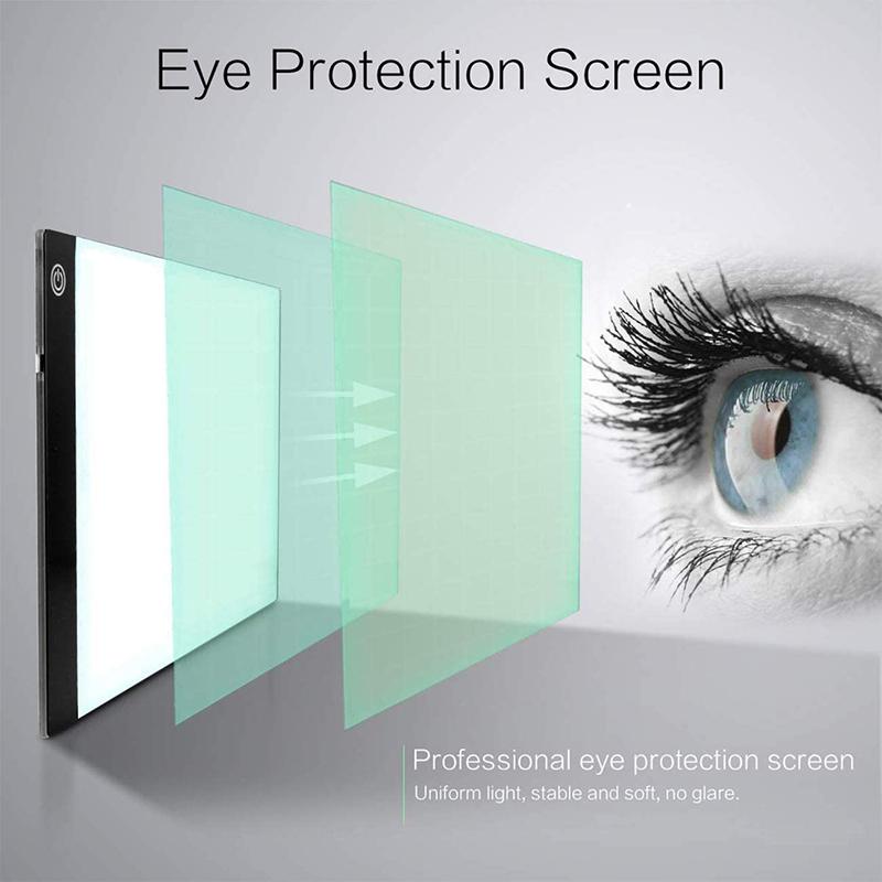 A3/A4/A5 Three Level Dimmable Led Light Pad Copy Drawing Board Pad Tablet Tracing Light Box Eye Protection Easier for Diamond Painting Children's Tools Kids Educational Electronics Writing Learning Pad