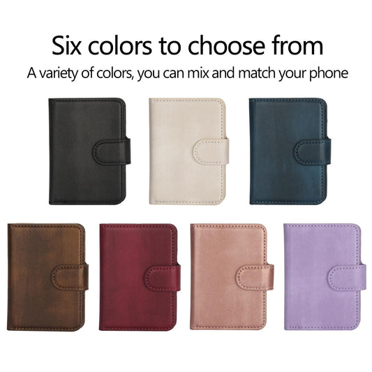 Leather Card Case Strong Magnetic Wallet Kickstand Card Holder Card Bag Case for Magsafe IPhone 16 15 14 13 12 Pro Max Stand Cover for Samsung S23 S24 Magnetic Phone Case Accessories