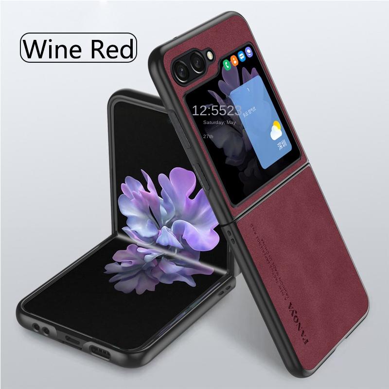 Luxury Lambskin Leather Cover For Samsung Galaxy Z Flip 5 4 3 Flip5 Flip4 Flip3 Shockproof Hard Case