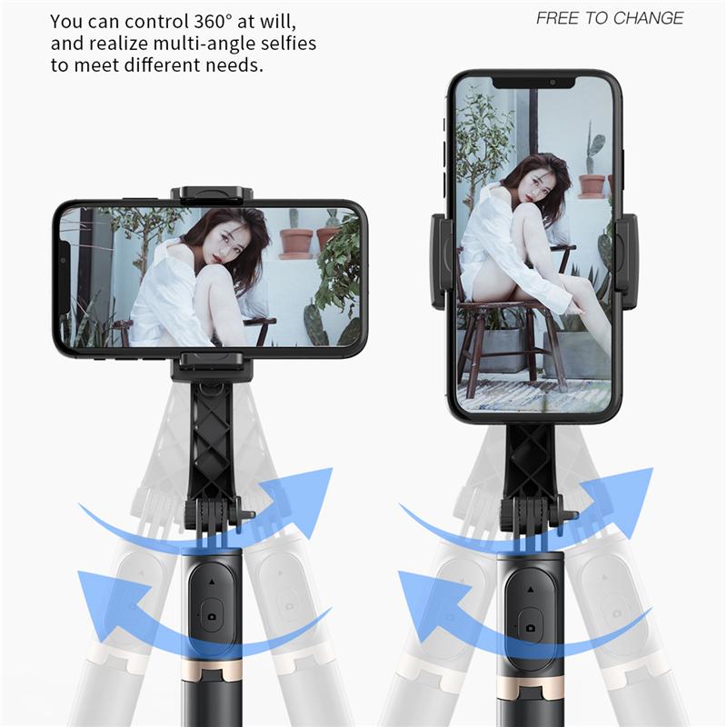 Stabilisateur vidéo mobile Perche à selfie Bluetooth Trépied Stabilisateur à cardan pour smartphone Support de prise de vue verticale en direct