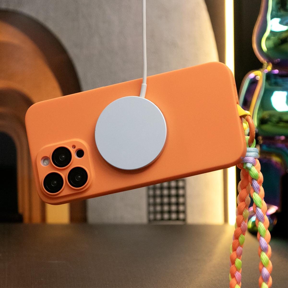 Magnetic Wireless Charging Camera Film Protector Logo Hole PC Hard PC Cover Phone Case With Woven Wristband for iPhone 15 14 13 12 Pro Max