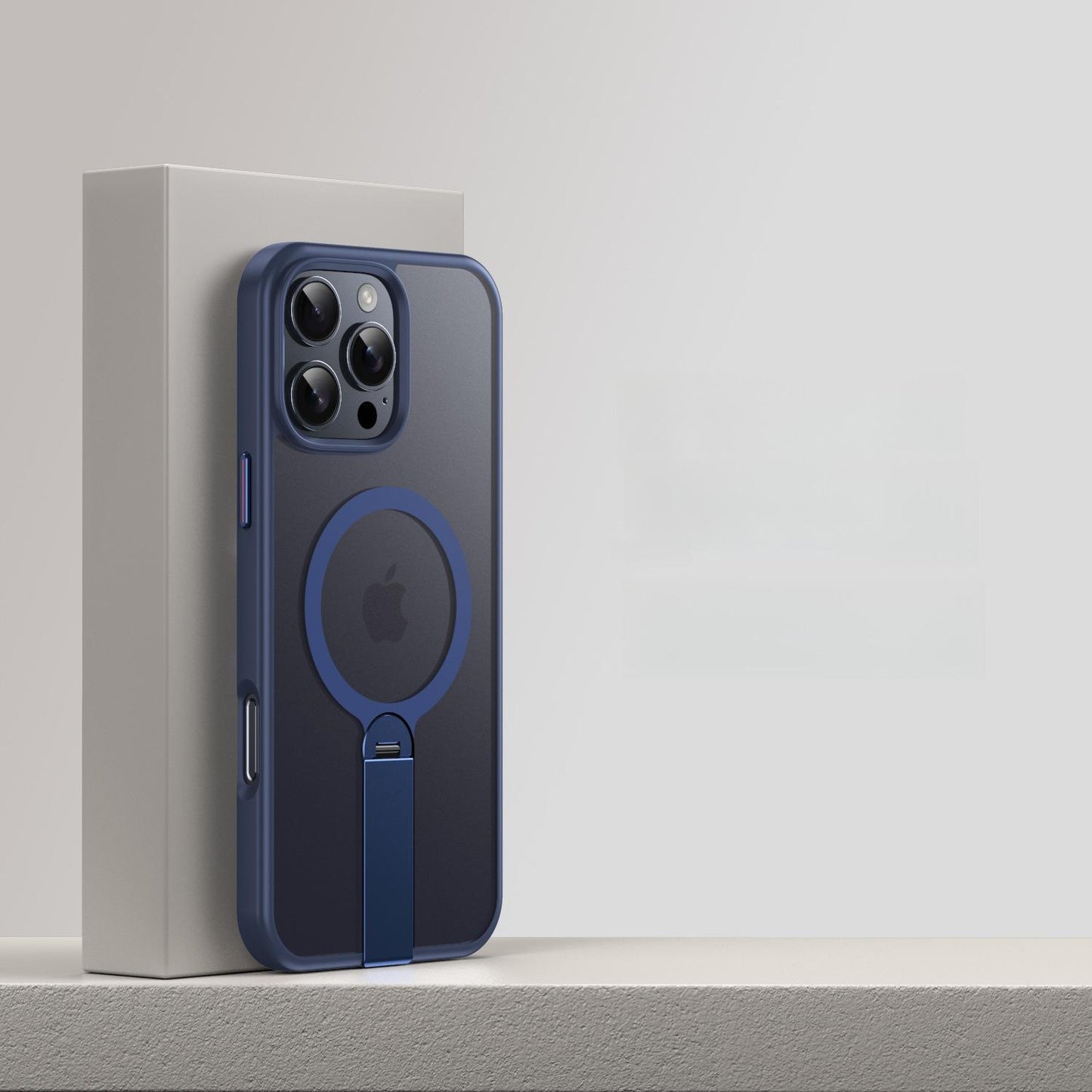 Two-Tone Matte Transparent Anti-Dust Anti-Fall Slim Shockproof Strong Magnetic Phone Case With Portable 360 Rotating Strip Kickstand for iPhone 16ProMax 16 15 14 13 12 Bumper Hard Cover