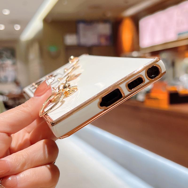 Plating Love Heart Bracelet Case For Samsung S23 S22 S21 Ultra A52 A53 A54 A23 A12 Soft Cover