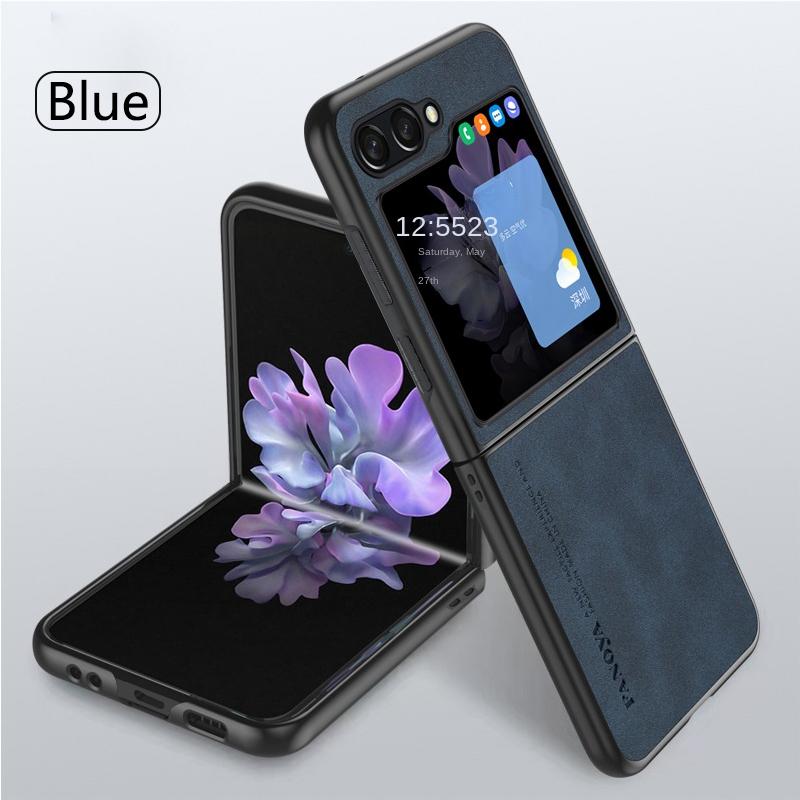 Luxury Lambskin Leather Cover For Samsung Galaxy Z Flip 5 4 3 Flip5 Flip4 Flip3 Shockproof Hard Case