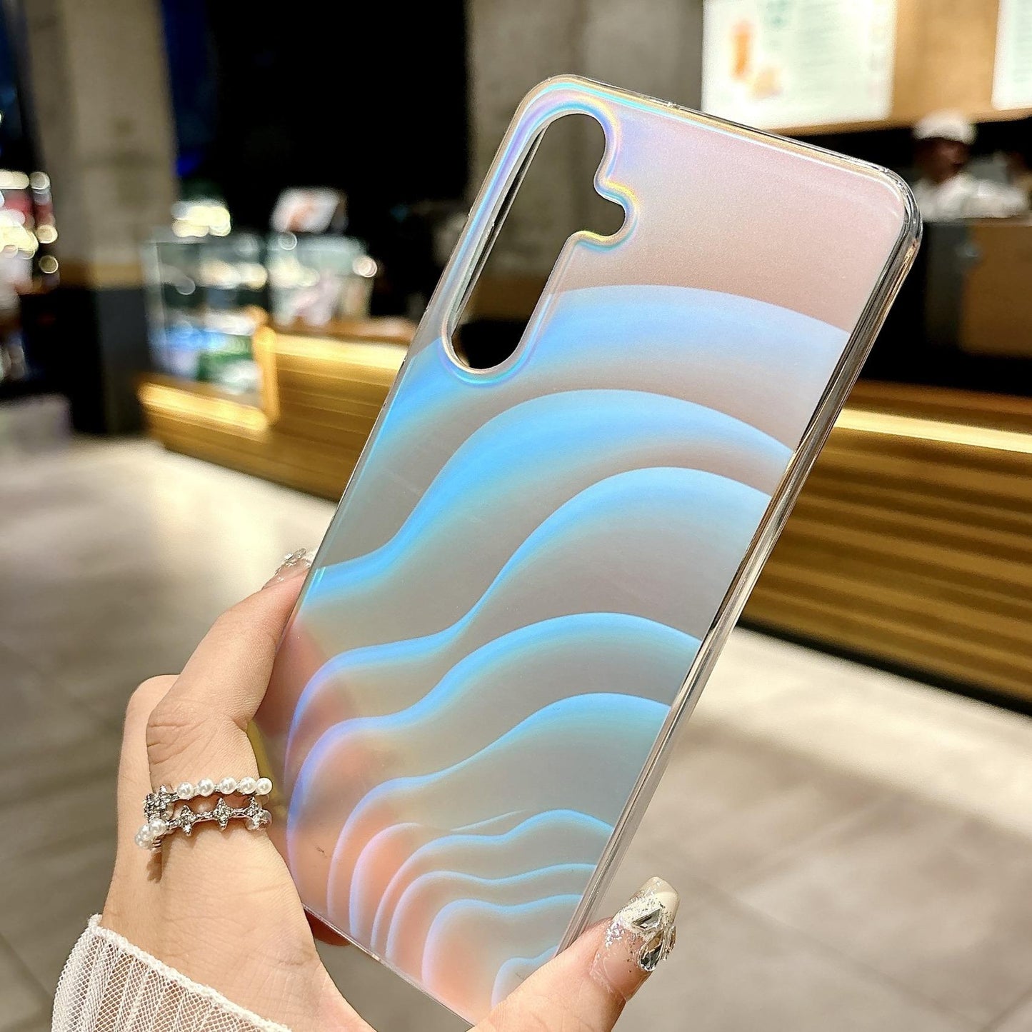 For Samsung S25Ultra S25 S24 S23 S22 S21 Note20 A16 A15 A14 A25 A24 A35 A34 A54 A55 Phone Case, Luxury Water Ripple Gradient Shine Acrylic Slim, Full Camera Protection Non-Yellowing Hard Cover