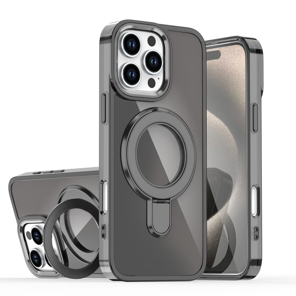 Colorful Laser Magnetic Bracket Large Hole Phone Case For iPhone 16 15 14 13 12 Pro Max MagSafe Sparkling Color Back Cover