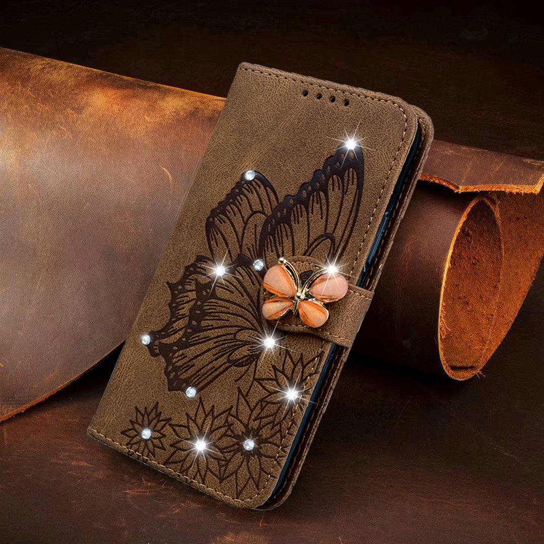 Leather Wallet Bling Phone Case For Samsung Galaxy S24 S23 S22 S21 Note20 Ultra FE Plus Stand Cute Cover