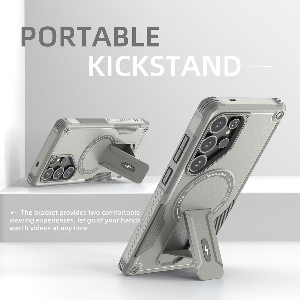 Anti-Fall Heavy Duty Protection Shockproof Magnetic Phone Case Kickstand With Long Wristband for Samsung S25Ultra S24 A06 A05 A16 A15 A14 A25 A25 A35 A36 A55 A54 Lanyard Bumper Hard Cover