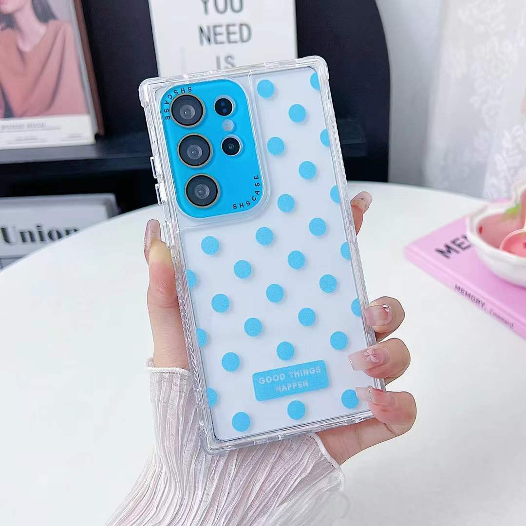 For Samsung S25Ultra S24Ultra S23Ultra Phone Case, Colorful 3 in 1 Transparent Luxury Wave Point Acrylic Anti Fall, With Camera Protector Shockproof Clear Hard Full Cover