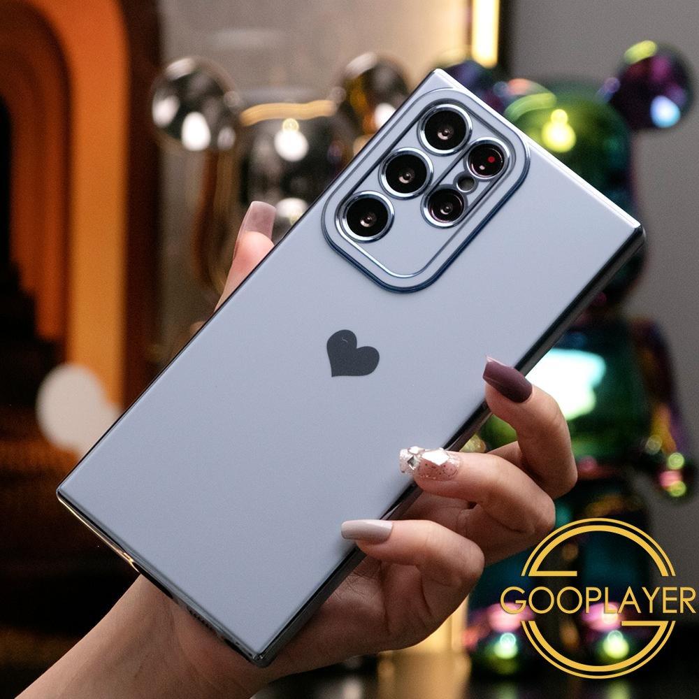 Luxury Love Heart Side Pattern Plating Basic Phone Case For Samsung S25Ultra S25 S24Ultra S24FE S24 S23 S22 S21Ultra FE Plus Ultra A55 A35 A25 A16 A15
