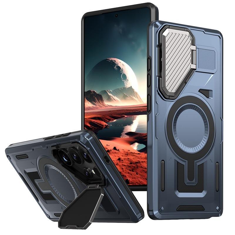 Anti-Dust Anti-Fall Heavy Duty Protection Shockproof Magnetic Phone Case With Camera Kickstand for Samsung S25Ultra S24 S23FE S23 A06 A05 A16 A15 A25 A35 A55 Bumper Matte Hard Cover