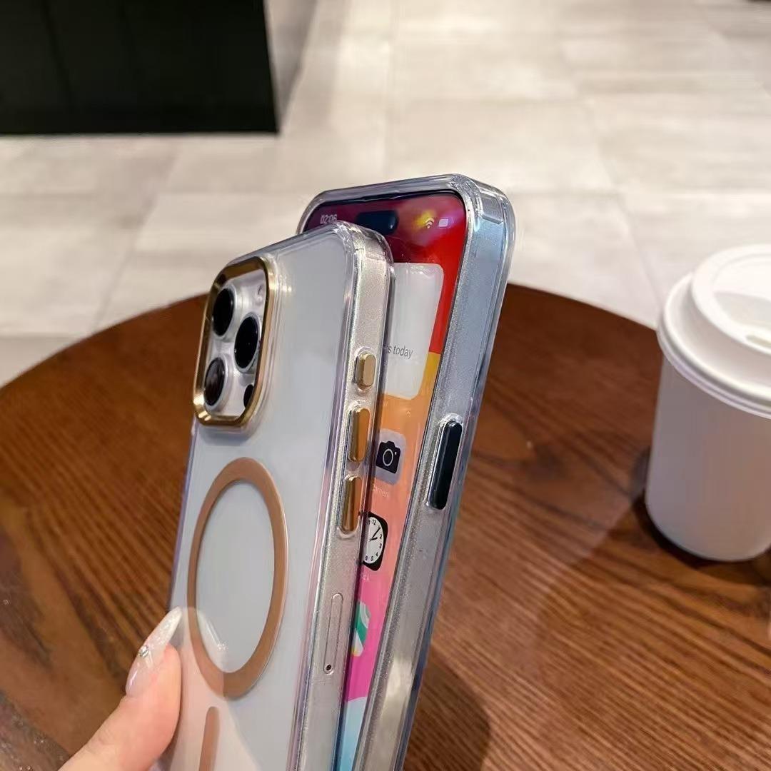 Crystal HD Transparent Strong Magnetic Camera Hardware Shockproof Phone Case For iPhone 16ProMax 15 14 13 Not Yellowing Clear Hard Full Cover