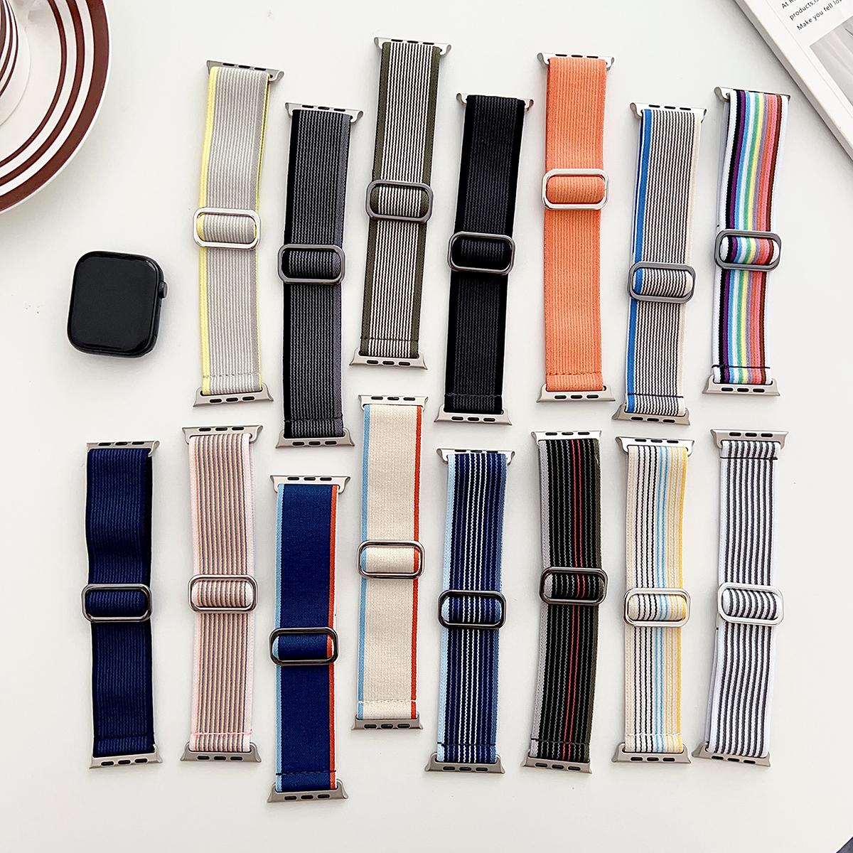Nylon Woven Elastic Band for Apple Watch 44mm Band 45 42 38 41 Ultra 49mm Link Bracelet for IWatch Series 9 8 7 6 SE 5 4