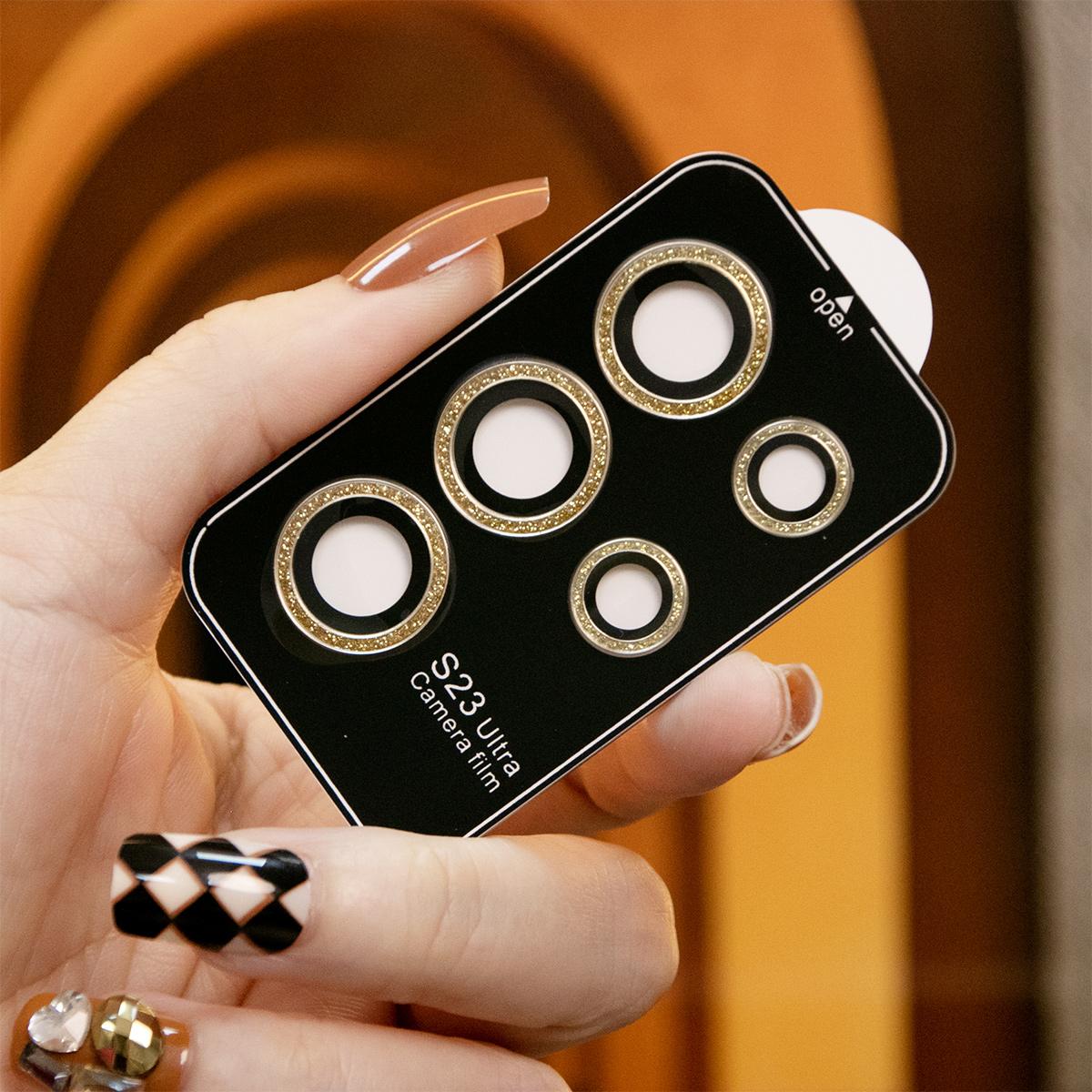 Glitter Camera Lens Protector Case 9H Tempered Glass Films Military-Grade Protection For Samsung S25 S24 S23 S22