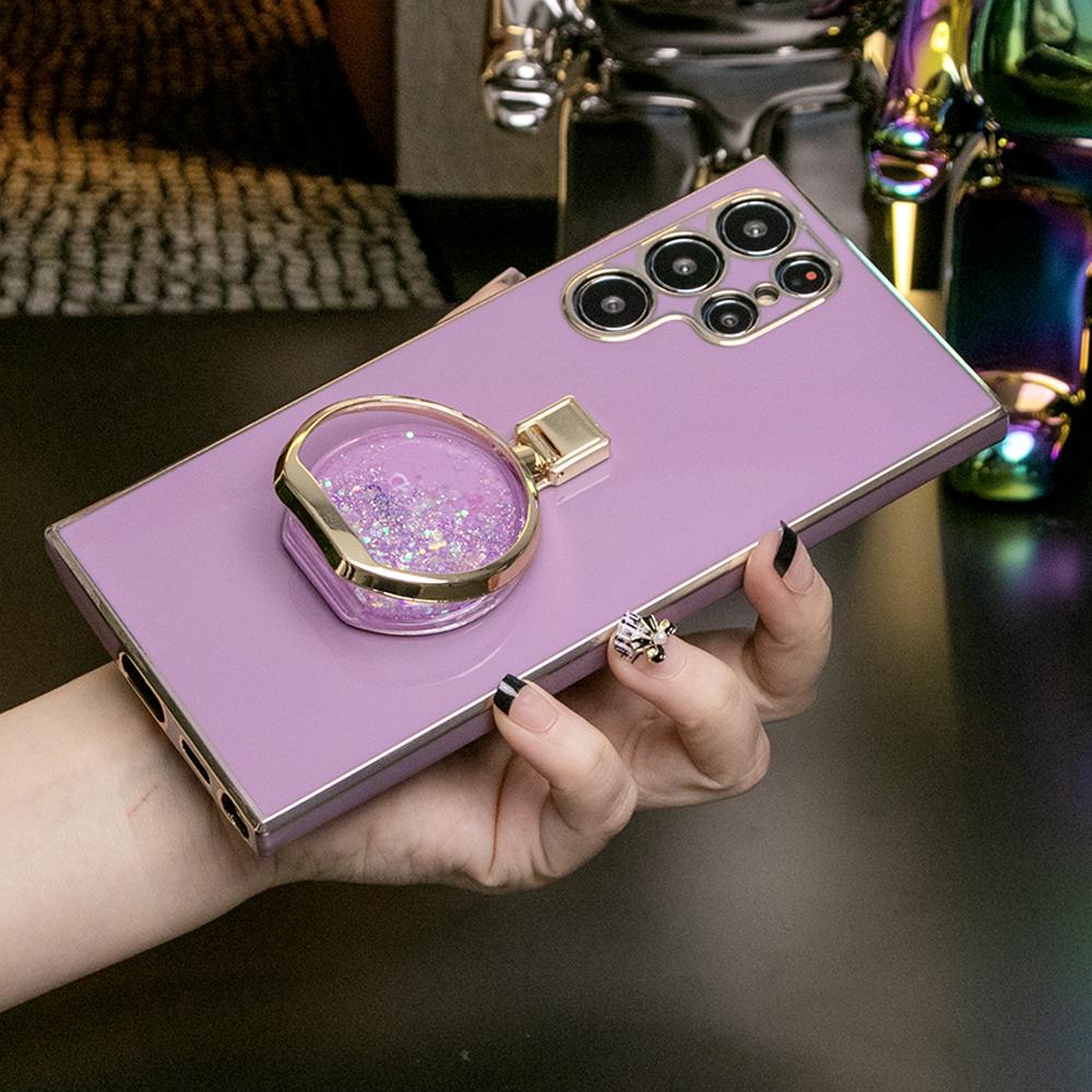 Quicksand Perfume Bottle KickStand Plating Phone Case For Samsung S25 S24 S23 S22 S21 Note20