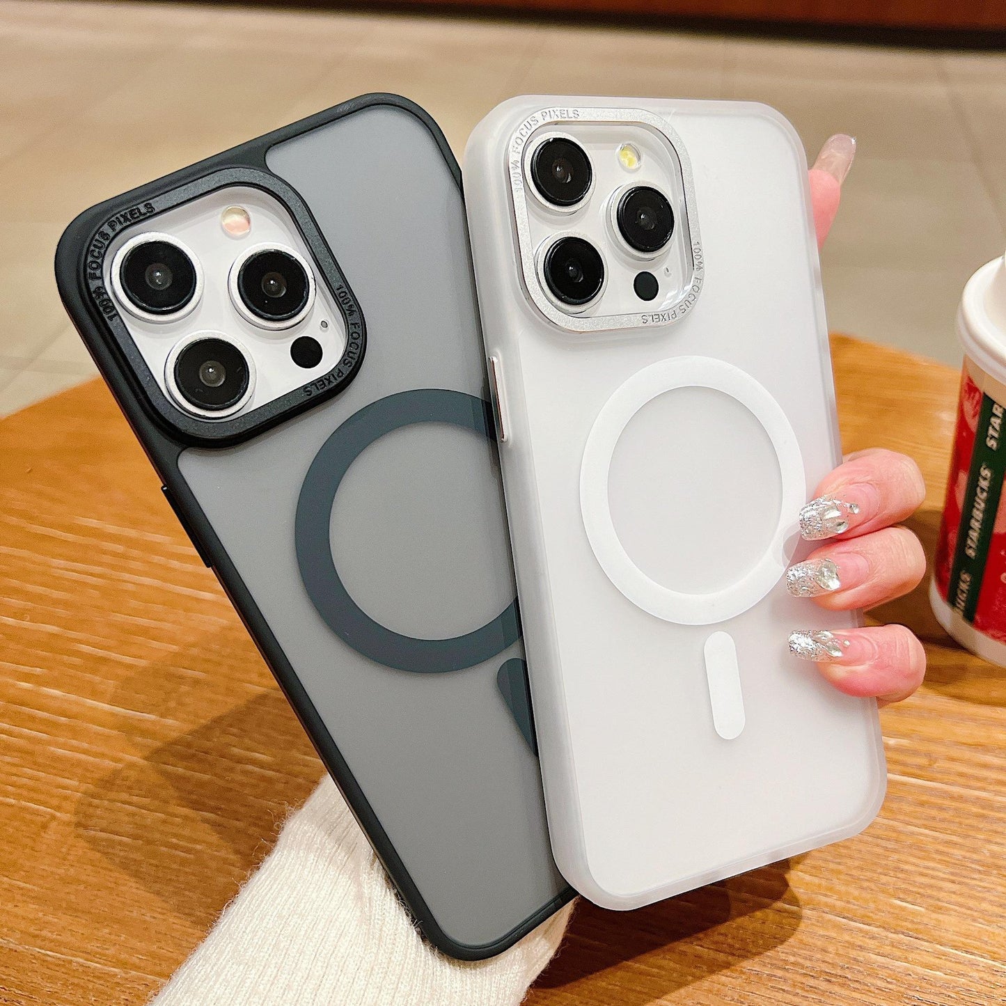 For iPhone 16ProMax 16 15 14 13 Phone Case, Matte Transparent Magnetic Acrylic Slim, Metal Camera Frame Cover Protection Hard Full Cover
