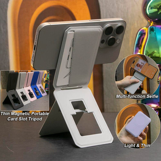 For Magsafe Smart Phone Stand Multi-functional Magnetic Portable Holder Rotating Tripod with Card Slot For iPhone 16 15 14 13 12 Pro Max For Samsung S25 S24 Cellphone Accessories