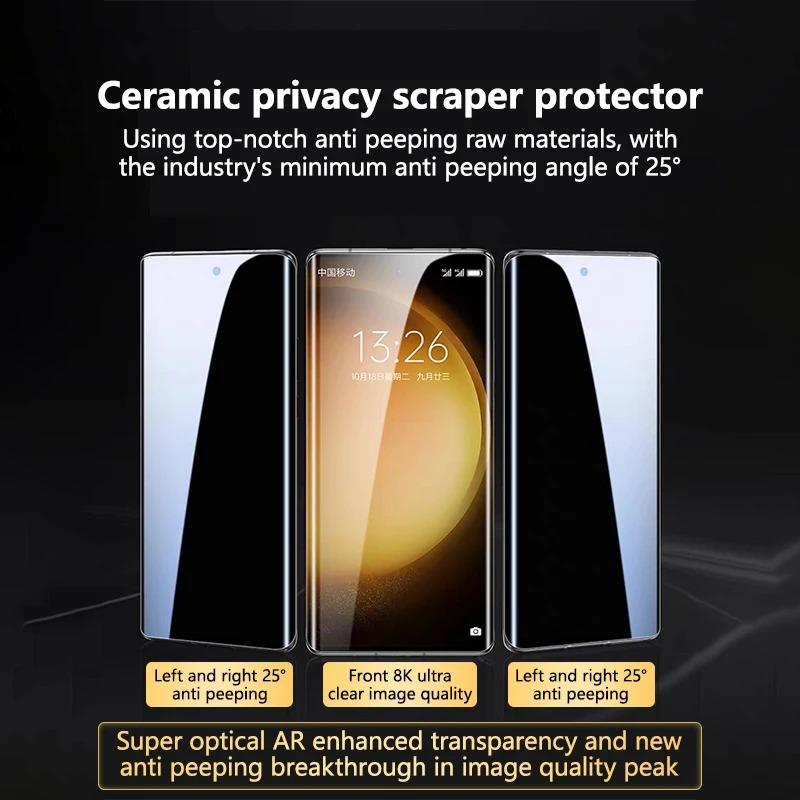 3 Pieces Matte Anti-Peeping Anti-Broken Screen Protection For Samsung S25Ultra S25 S24 S23 S22 S21 Note20 Plus Ultra Ceramics Soft Film Resilient Privacy Fingerprint Unlock No Glass