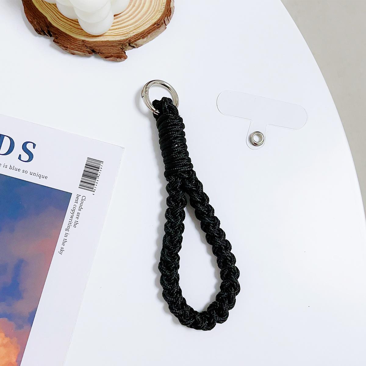 4-Strand Braided Rope Keychain Wrist Rope with Transparent Pad Phone Case Anti-lost Rope Strap Key Ring Tactical Survival Tool Backpack Buckle
