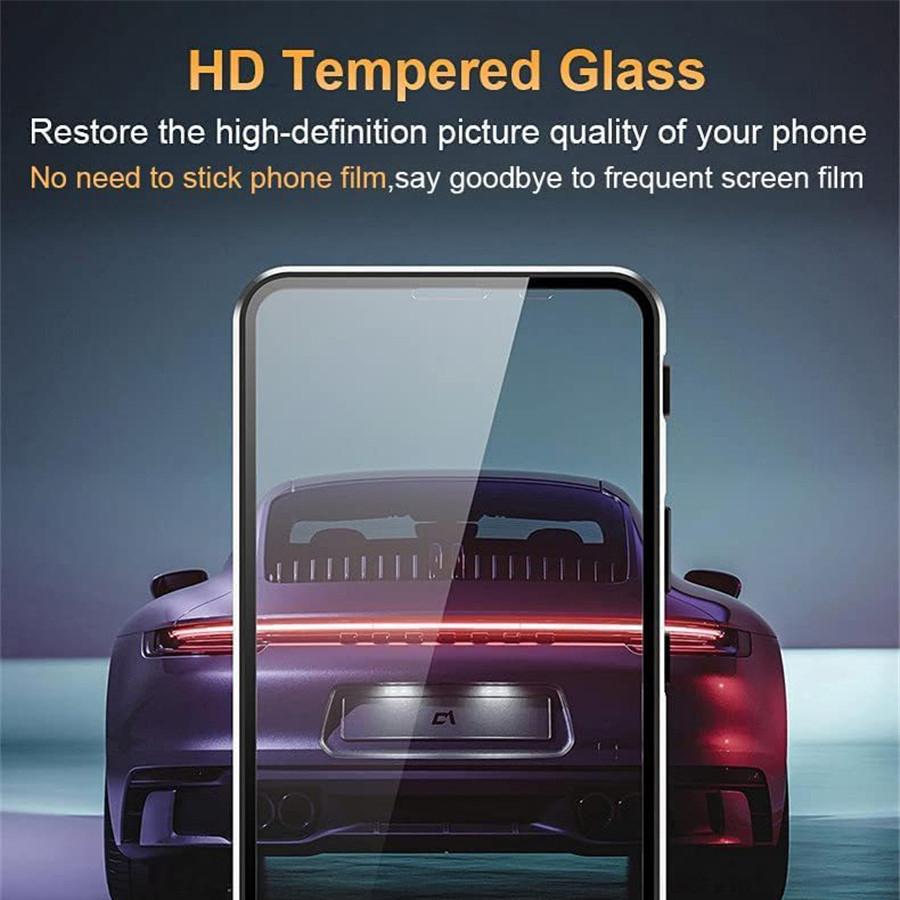 Clear Double Sided Full Cover Magnetic Adsorption Case for Samsung S25Ultra S25 S24 S24FE S24Plus S24Ultra S23 Ultra S23Plus S22 S21 Metal Frame Tempered Glass Shockproof Case