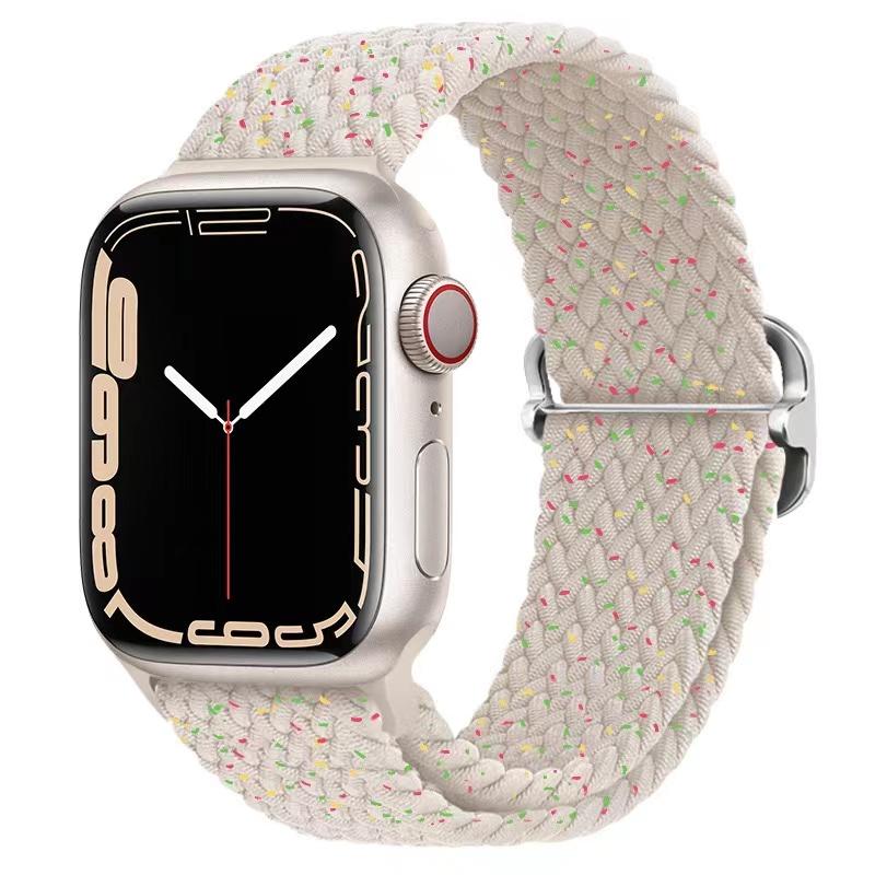 Boucle solo tressée pour bracelet de montre Apple 44 mm 40 mm 49 mm 45 mm 41 mm 38 mm Bracelet en nylon élastique iWatch série 8 3 se 6 7 Ultra