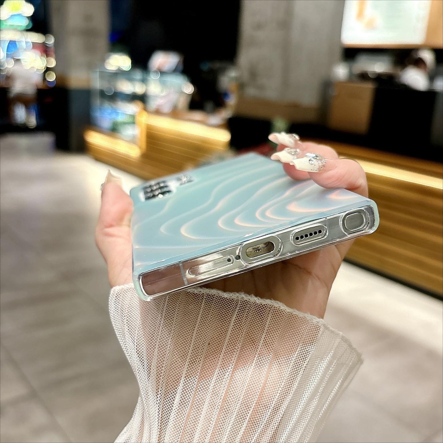 For Samsung S25Ultra S25 S24 S23 S22 S21 Note20 A16 A15 A14 A25 A24 A35 A34 A54 A55 Phone Case, Luxury Water Ripple Gradient Shine Acrylic Slim, Full Camera Protection Non-Yellowing Hard Cover