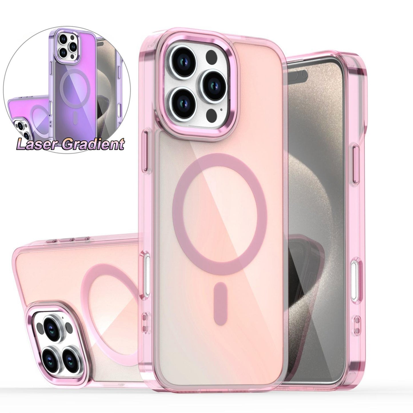 Slim Laser Gradient Chameleon Strong Magnetic For Magsafe Wireless Charging Phone Case For iPhone 16 15 14 13 12 11 Pro Max Plus Metal Frame TPU Acrylic Shockproof Hard Full Cover