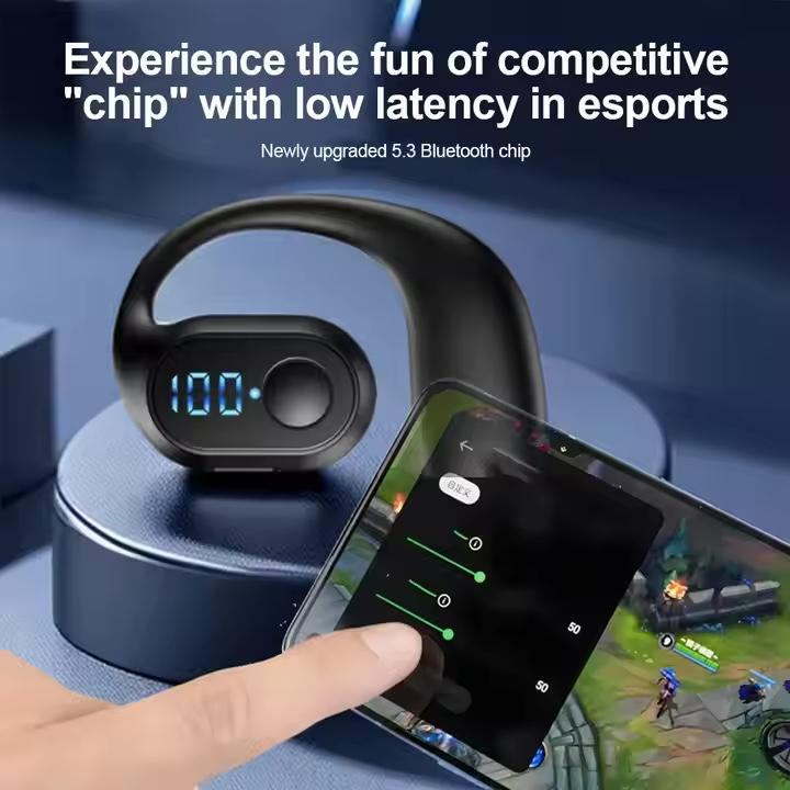 Wireless Earphone Bluetooth Bone Conduction Headphones Ear Hook LED Display Surround Sound