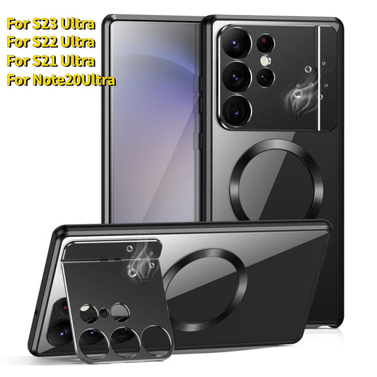 Luxury Perfume Magnetic Fragrance Case For Samsung Galaxy S21Ultra S22Ultra S23 Ultra With Lens Protector Foldable Bracket Metal Cover