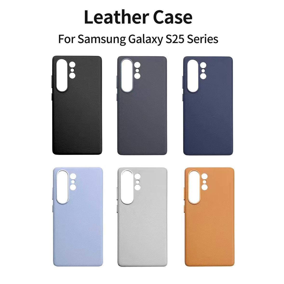 Leather Phone Case For Samsung S25Ultra S25+ S25 Metal Camera Frame Volume Button Full Protective Shockproof Back Cover With Microfiber Lining