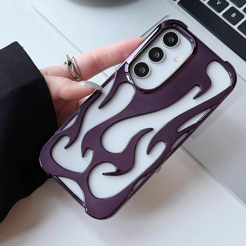 Heat Dissipation Four Corner Shockproof Plating/Matte Fire Pattern Hollow Out Cooling Phone Case For Samsung S25Ultra S24 S23 S22 A14 A15 A16 A06 A54 A55 Soft Full Cover