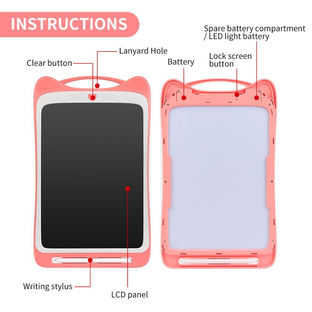 9/12 Inch Colorful Display LCD Writing Tablet Cat Digital Drawing Tablet with Lock key Portable Electronic Handwriting pads Children's Painting Tools Writing Board Kids Educational Learning Pad