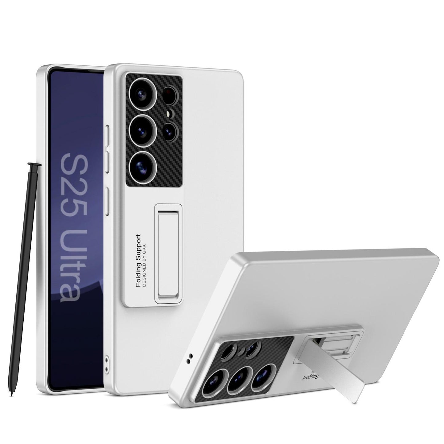 Luxury Ultra-thin PU Frosted With Kickstand Phone Case for Samsung S25 S24 S23 S22 Ultra Plus Shockproof Holder Cover