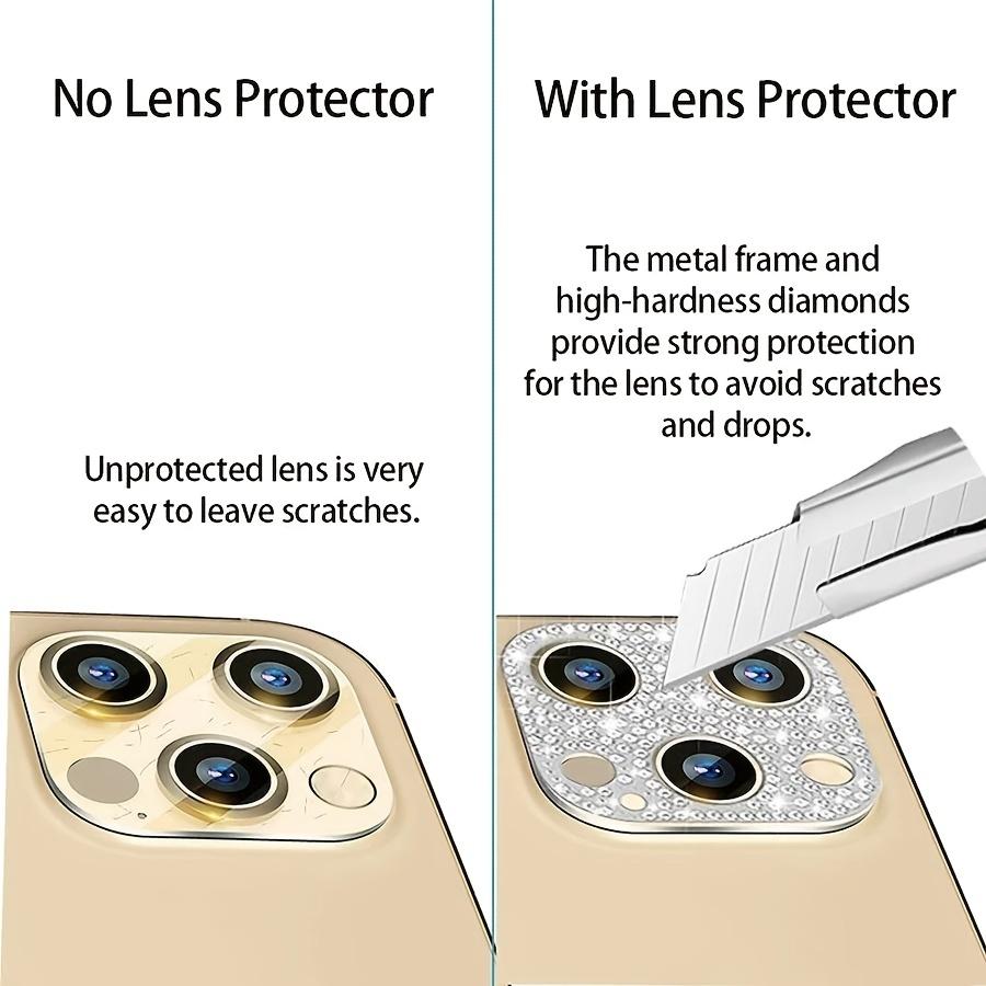 Metal Camera Lens Protector With Rhinestone, Scratchproof Protector For iPhone 16 15 14 13 12 Pro Max